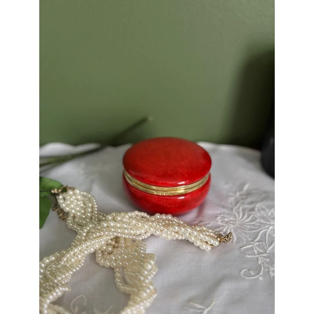 Italian Red Alabaster Trinket Box